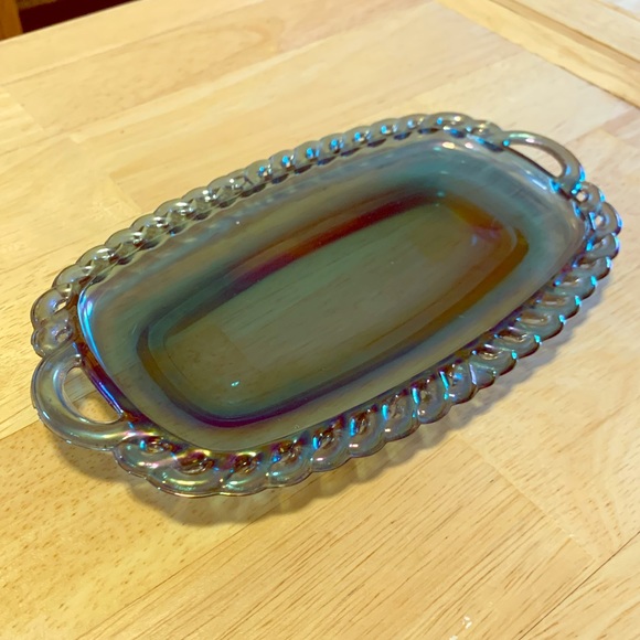Other - Beautiful blue carnival glass butter dish